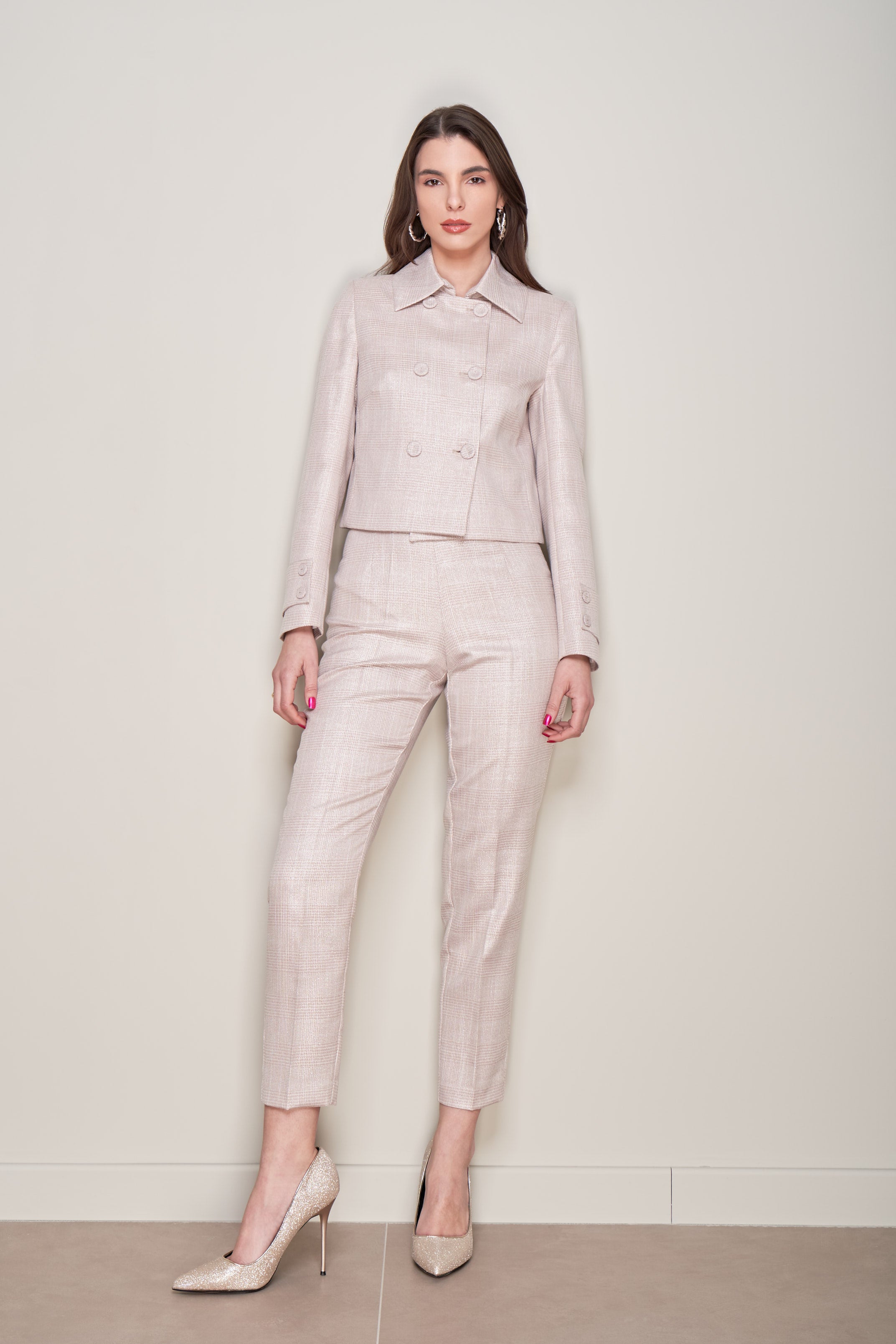 PANTALONI SLIM MICRO FANTASIA CHECK