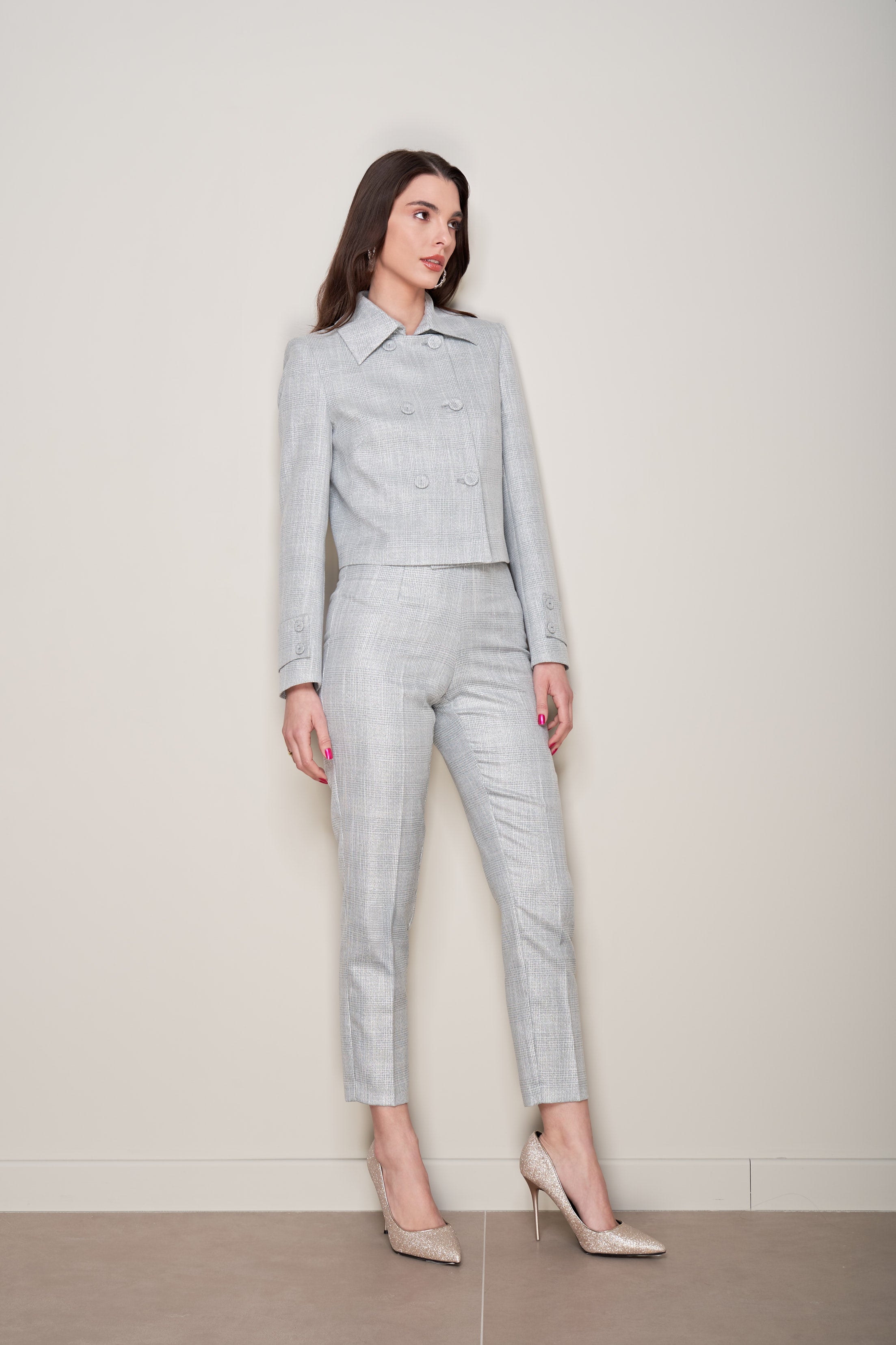 PANTALONI SLIM MICRO FANTASIA CHECK