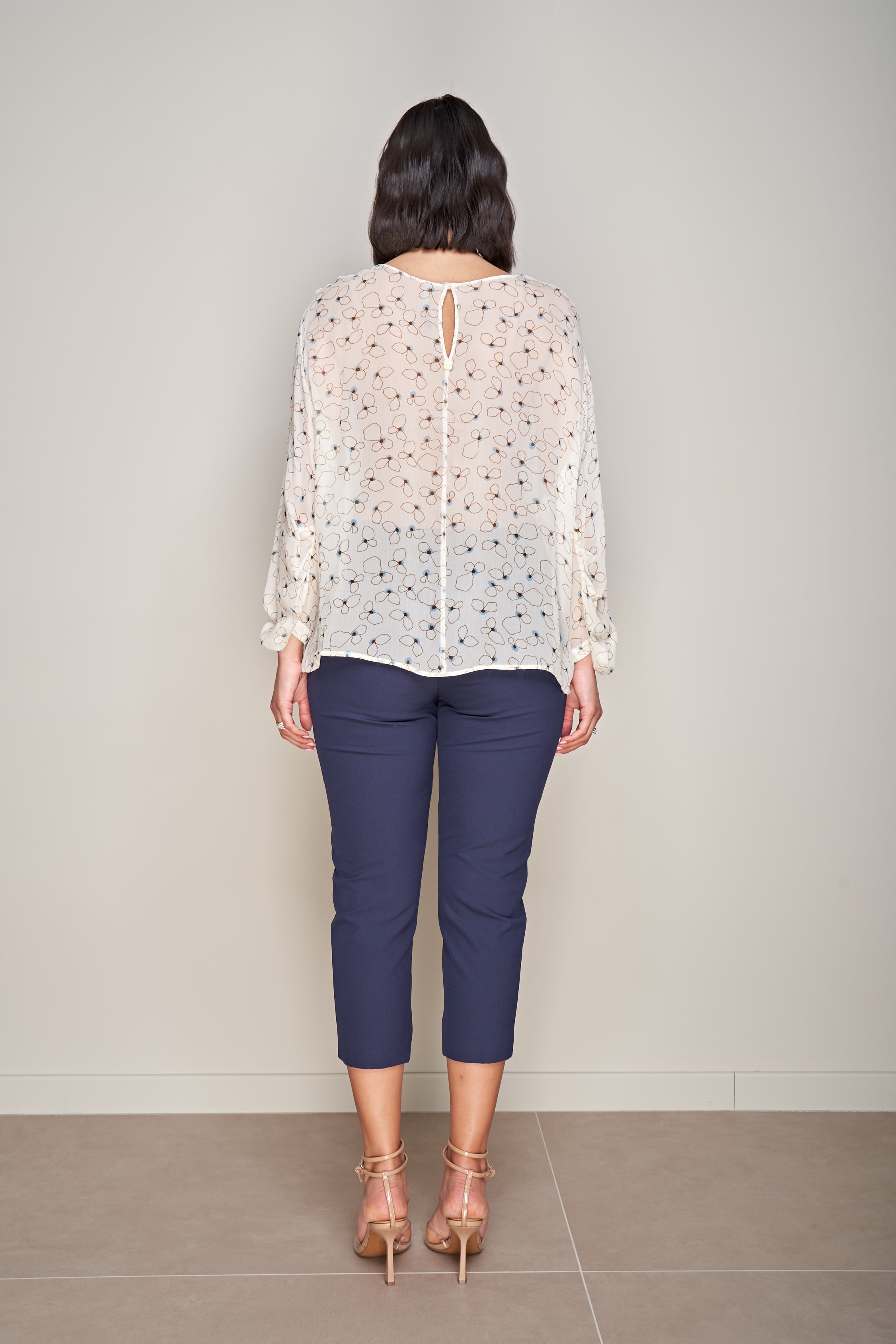 BLUSA STAMPATA SEMI TRASPARENTE