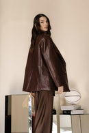 BLAZER MONOPETTO EFFETTO PELLE