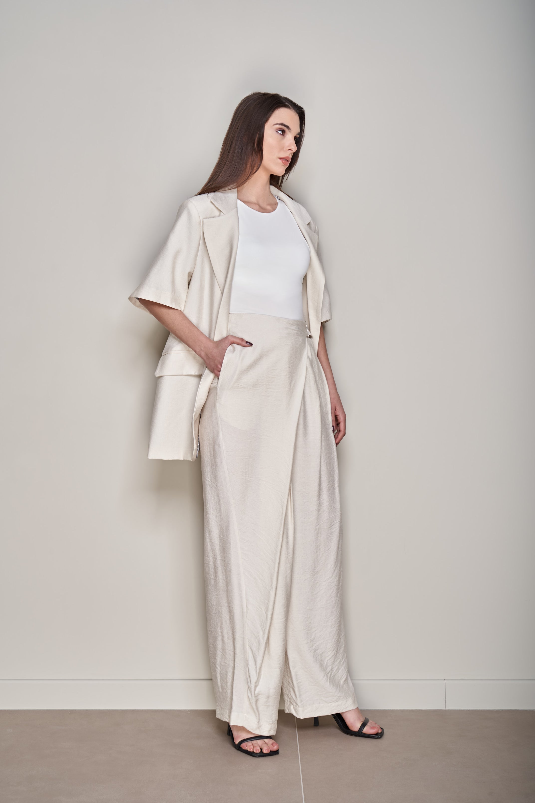 PANTALONI PALAZZO CON DRAPEGGIO