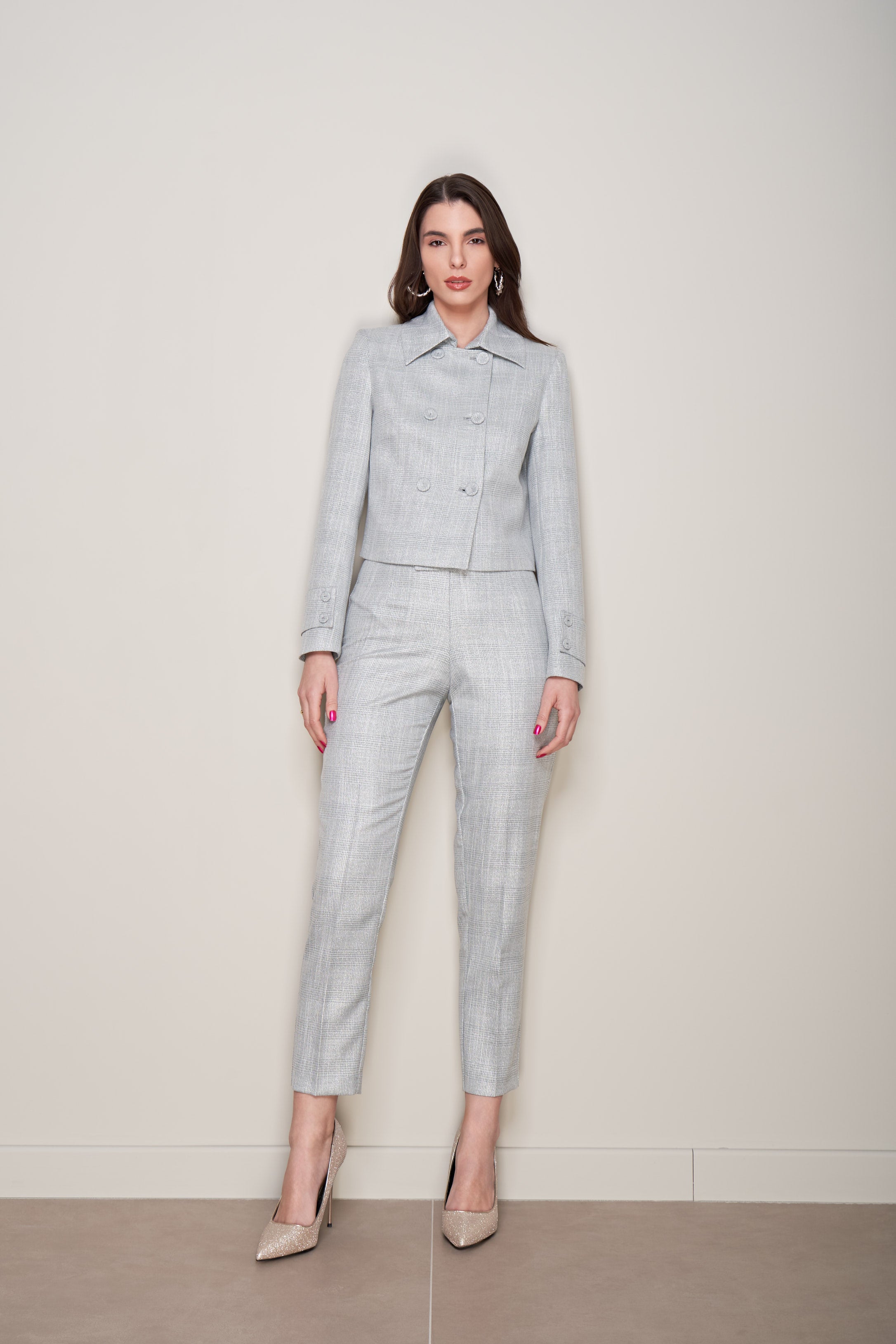 PANTALONI SLIM MICRO FANTASIA CHECK